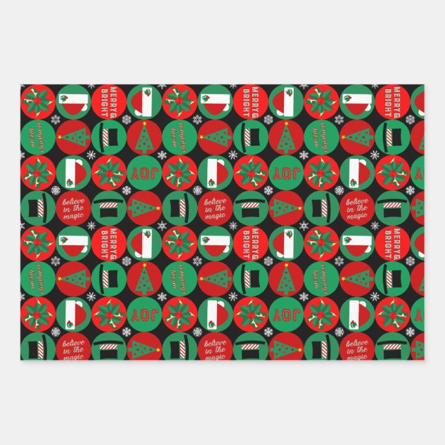 Believe in the Magic – Christmas Pattern Wrapping Paper Sheet (Front)