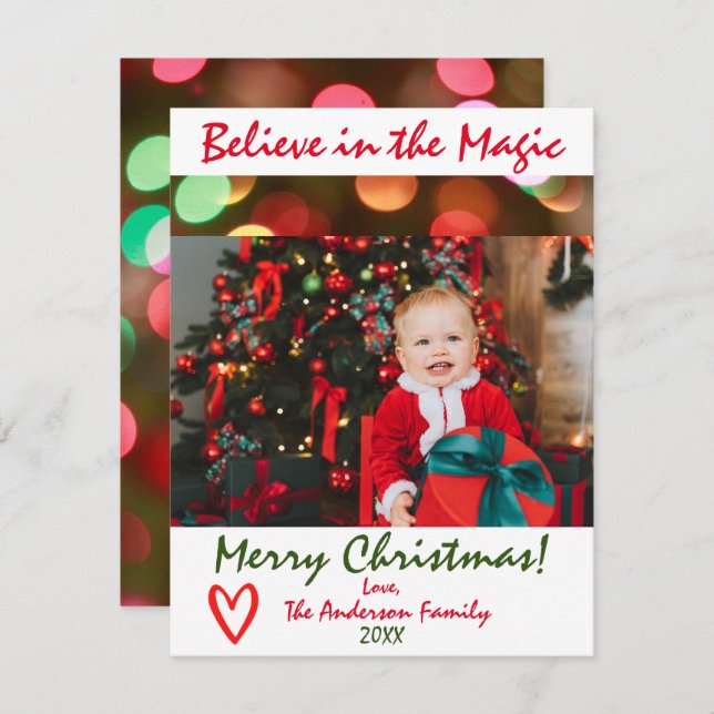 Believe in the Magic Christmas Photo Holiday Card (Front/Back)