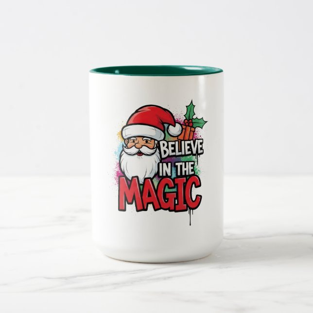 Believe in the Magic Christmas Two-Tone Coffee Mug (Center)