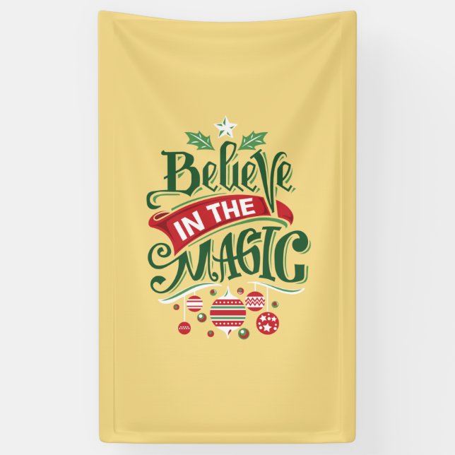 Believe in the Magic Christmas Typography Banner (Vertical)