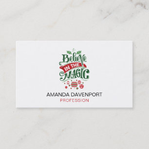 Believe in the Magic Christmas Typography Business Card