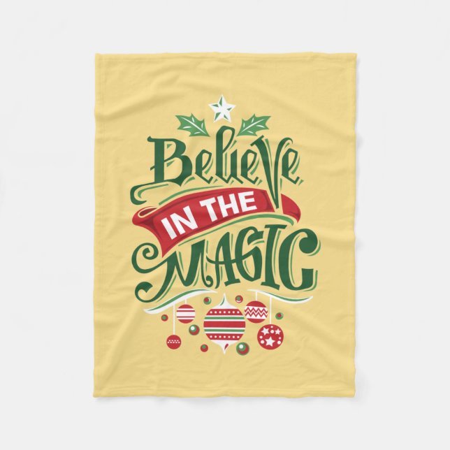 Believe in the Magic Christmas Typography Fleece Blanket (Front)