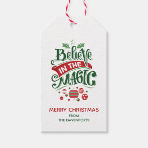 Believe in the Magic Christmas Typography Gift Tags