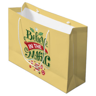 Believe in the Magic Christmas Typography Large Gift Bag