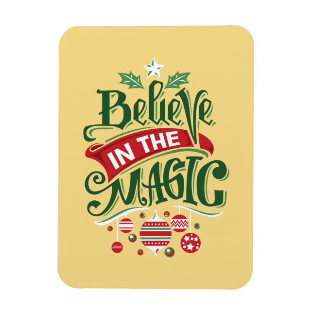 Believe in the Magic Christmas Typography Magnet (Vertical)