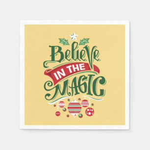 Believe in the Magic Christmas Typography Napkin
