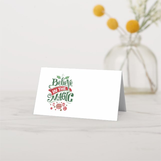 Believe in the Magic Christmas Typography Place Card (Front)
