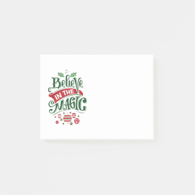 Believe in the Magic Christmas Typography Post-it Notes (Front)