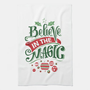 Believe in the Magic Christmas Typography Tea Towel