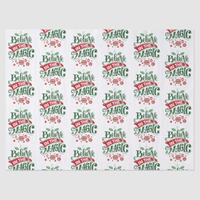 Believe in the Magic Christmas Typography Tissue Paper (Front)
