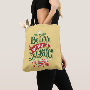 Believe in the Magic Christmas Typography Tote Bag
