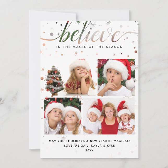 BELIEVE in the Magic + Colour-Matching Typography Holiday Card (Front)