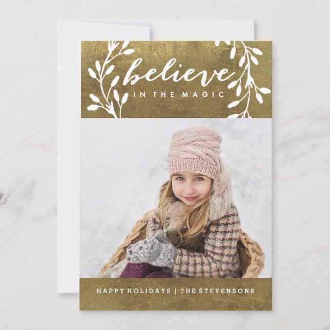 Believe in the Magic | Gold Shine Holiday Card (Front)