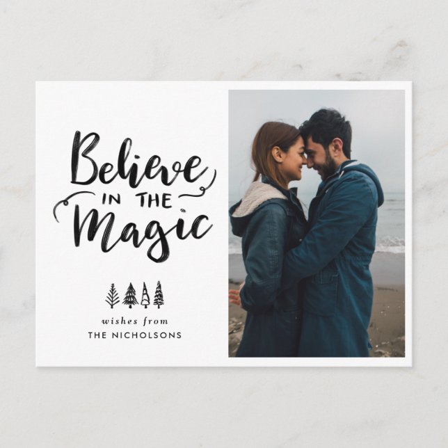 Believe In The Magic | Handwritten Script Photo Postcard (Front)