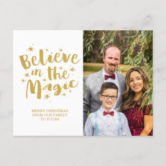 Believe In The Magic Holiday Family Photo Postcard