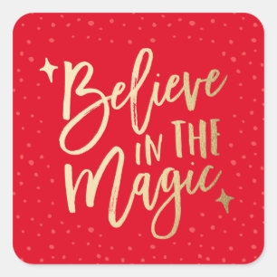 Believe In The Magic   Holiday Stickers in Red