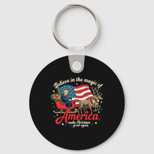 Believe In The Magic Of America Make Christmas Gre Key Ring