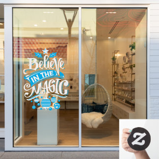 Believe in the magic of Christmas blue white Window Cling