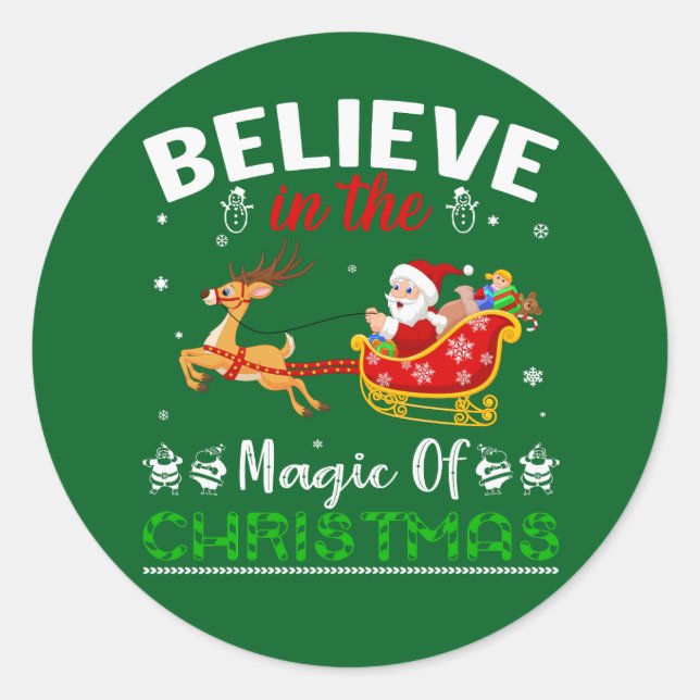 Believe in the Magic of Christmas  Classic Round Sticker (Front)