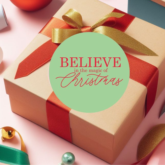 Believe in the Magic of Christmas Classic Round Sticker (Creator Uploaded)