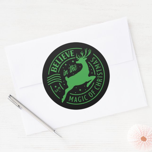 BELIEVE IN THE MAGIC OF... christmas          Classic Round Sticker (Envelope)