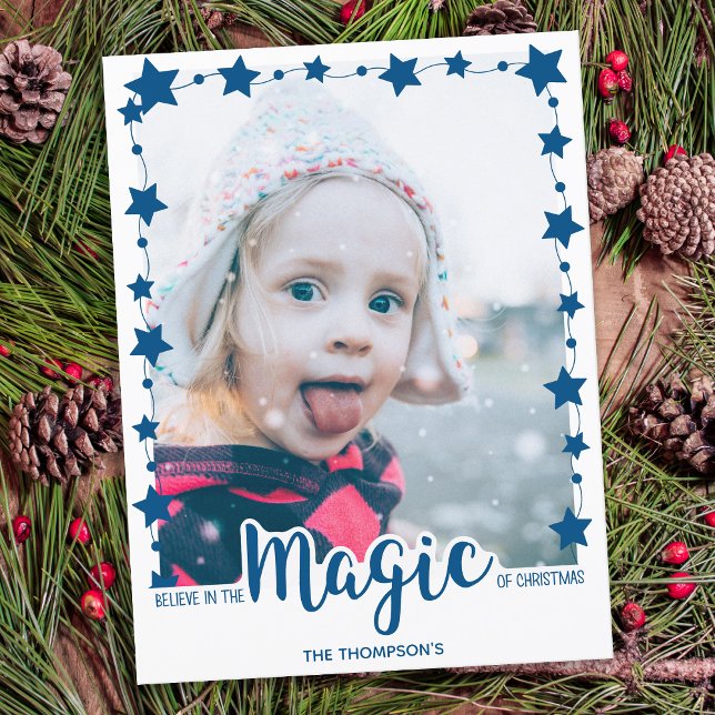 Believe in the Magic of Christmas Custom Photo Holiday Postcard (Creator Uploaded)