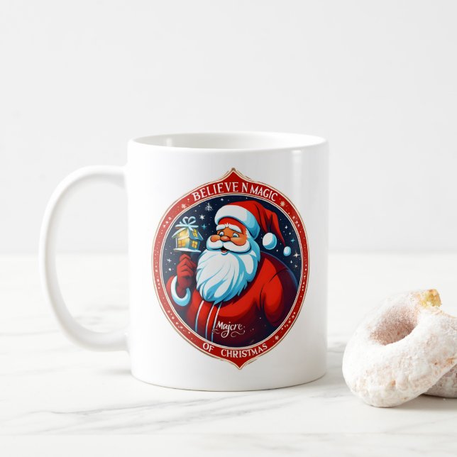 Believe in the Magic of Christmas Festive Holiday Coffee Mug (With Donut)