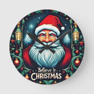 Believe in the Magic of Christmas Festive  Round Clock