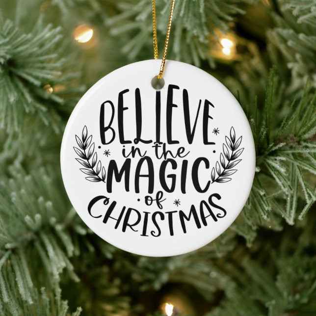 Believe in The Magic of Christmas Modern  Ceramic Tree Decoration (Tree)