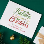 Believe in the Magic of Christmas Modern Script Large Gift Bag<br><div class="desc">Wrap your presents in style with this “Believe in the Magic of Christmas Modern Script Large Gift Bag.” Featuring festive typography in green, gold, and red surrounded by holly berries, gold snowflakes, glittering stars, and cheerful red and green dots, this bag makes gift-giving even more magical. Personalise with your custom...</div>
