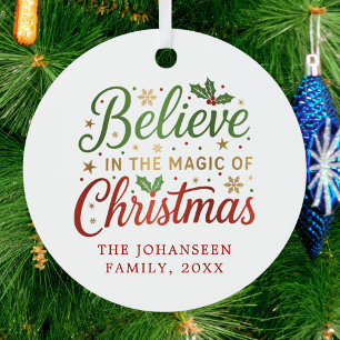 Believe in the Magic of Christmas Modern Script Metal Tree Decoration