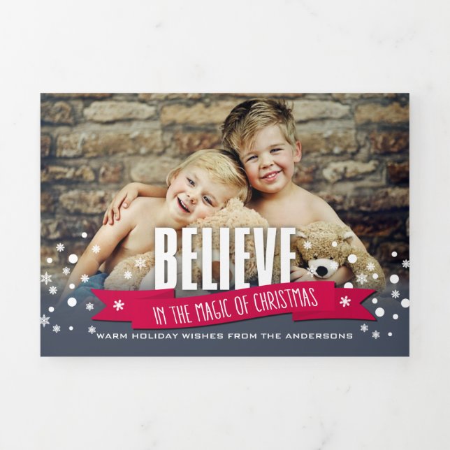 Believe in the Magic of Christmas. Multi Photo  Tri-Fold Card (Cover)