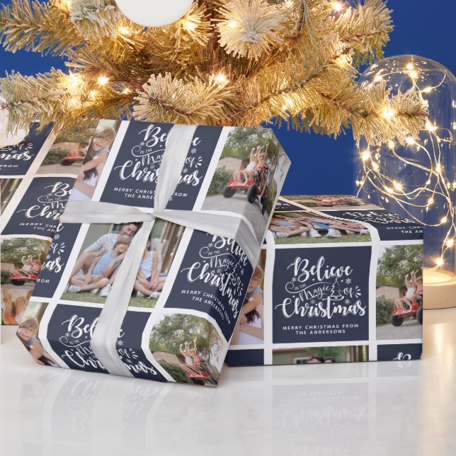 Believe in the Magic of Christmas Photo Collage Wrapping Paper (Holidays)
