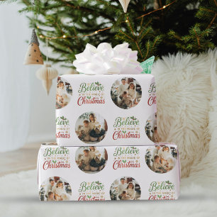 Believe in the Magic of Christmas Photo Collage  Wrapping Paper