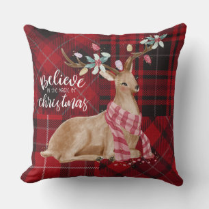 Believe in the Magic of Christmas Red Pillow