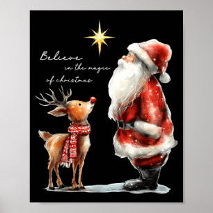 Believe In The Magic Of Christmas Reindeer Holiday Poster