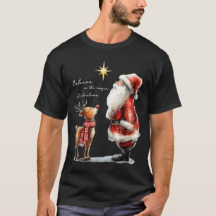 Believe In The Magic Of Christmas Reindeer Holiday T-Shirt