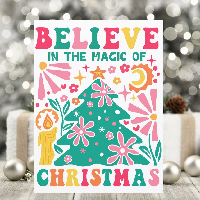 Believe in the magic of Christmas retro Holiday Card (Creator Uploaded)