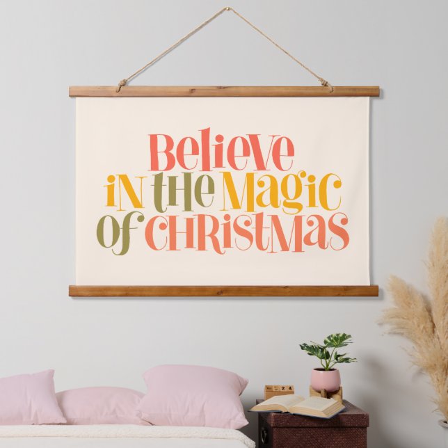 Believe in the Magic of Christmas - Retro Style Hanging Tapestry (Bedroom)