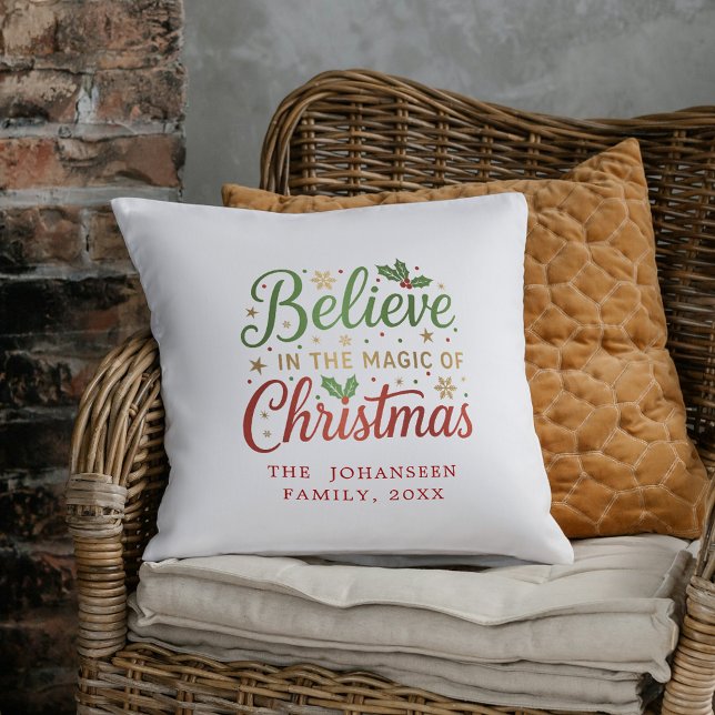 Believe in the Magic of Christmas Typography Cushion (Creator Uploaded)