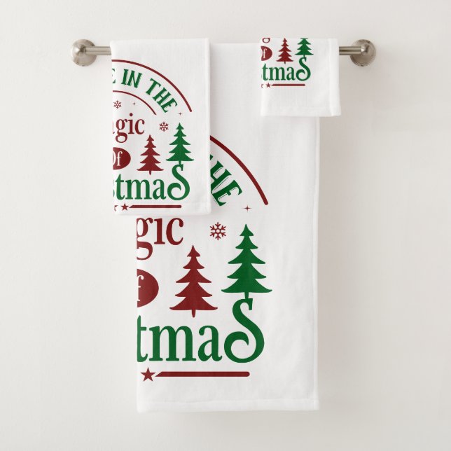 Believe In the Magic of Christmas White Bath Towel Set (Insitu)