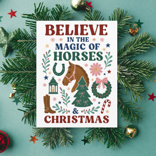 Believe in the Magic of Horses & Christmas Holiday Postcard