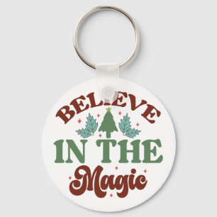Believe in the magic Retro Christmas Holidays Key Ring