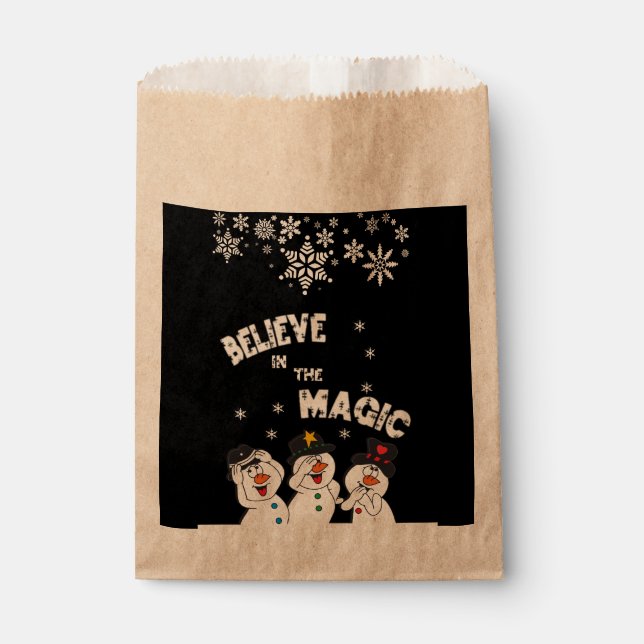 Believe in the Magic Snowmen Favour Bags (Front)