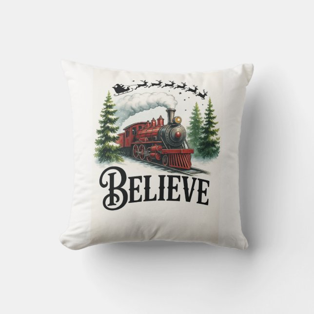 Believe in the Magic Train Cushion (Front)