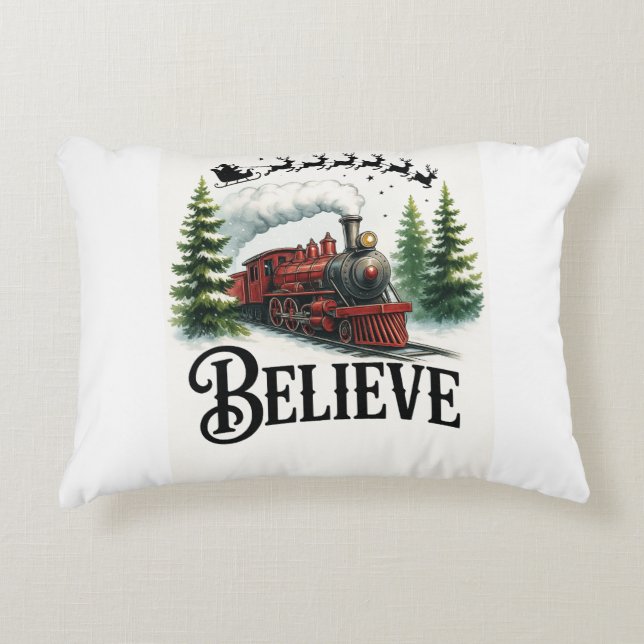 Believe in the Magic Train Decorative Cushion (Front)