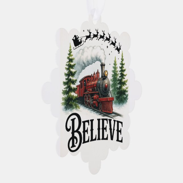 Believe in the Magic Train Tree Decoration Card (Right)