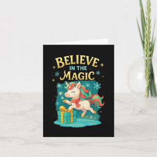 Believe In The Magic Unicorn Kids Christmas Design Card