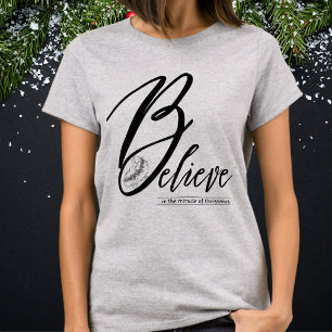 Believe In The Miracle Of Christmas Jesus Manger T-Shirt