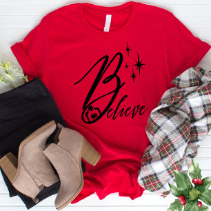 Believe In The Miracle Of Christmas Jesus Manger  T-Shirt